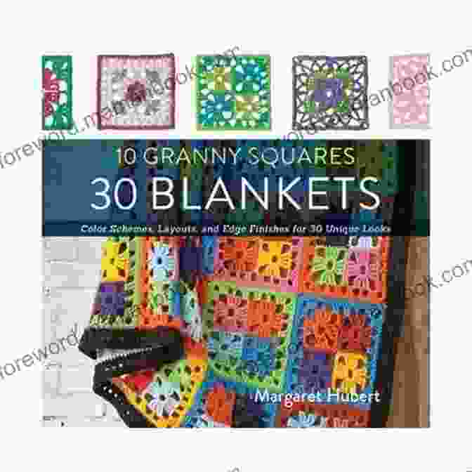 A Collage Showcasing The Versatility Of The Granny Squares, Including A Blanket, Throw, Pillows, And Bag Crochet Pattern Vintage Pocorn Granny Afghan PA647 R