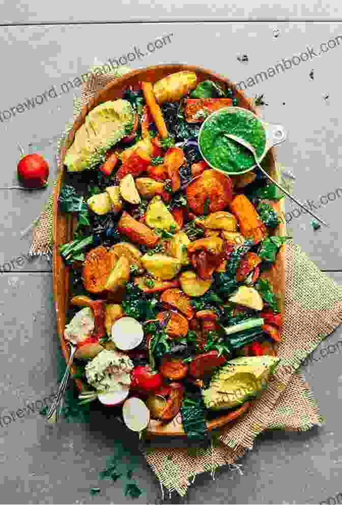 A Vibrant And Colorful Spread Of Vegan Dishes, Including Roasted Vegetables, Salads, And Desserts. Chetna S Healthy Indian: Vegetarian: Everyday Veg And Vegan Feasts Effortlessly Good For You