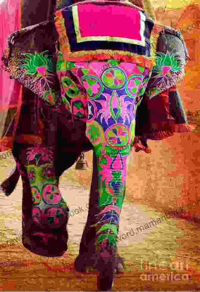 An Archival Photograph Of A Large White Elephant With Ornate Decorations. The Background Is Blurred And Shows Indian Architecture And Lush Greenery. The Stolen White Elephant Mark Twain