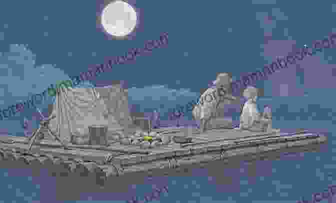 An Illustration Of Huckleberry Finn And Jim Floating Down The Mississippi River, With The Stars And Moonlight Above Them. Adventures Of Huckleberry Finn: Mark Twain (Fiction Adventures Of Huckleberry Finn Mark Twain Adventure Story Action Duke And Dauphin)