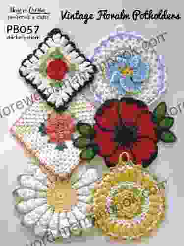 Crochet Pattern Vintage Floral Potholders PB057 R